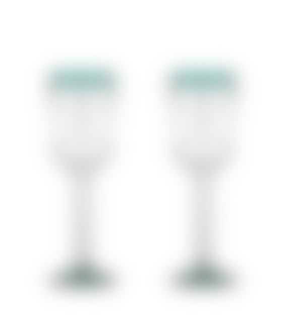 Thimma Wine Glass - Clear & Teal - Set Of 2
