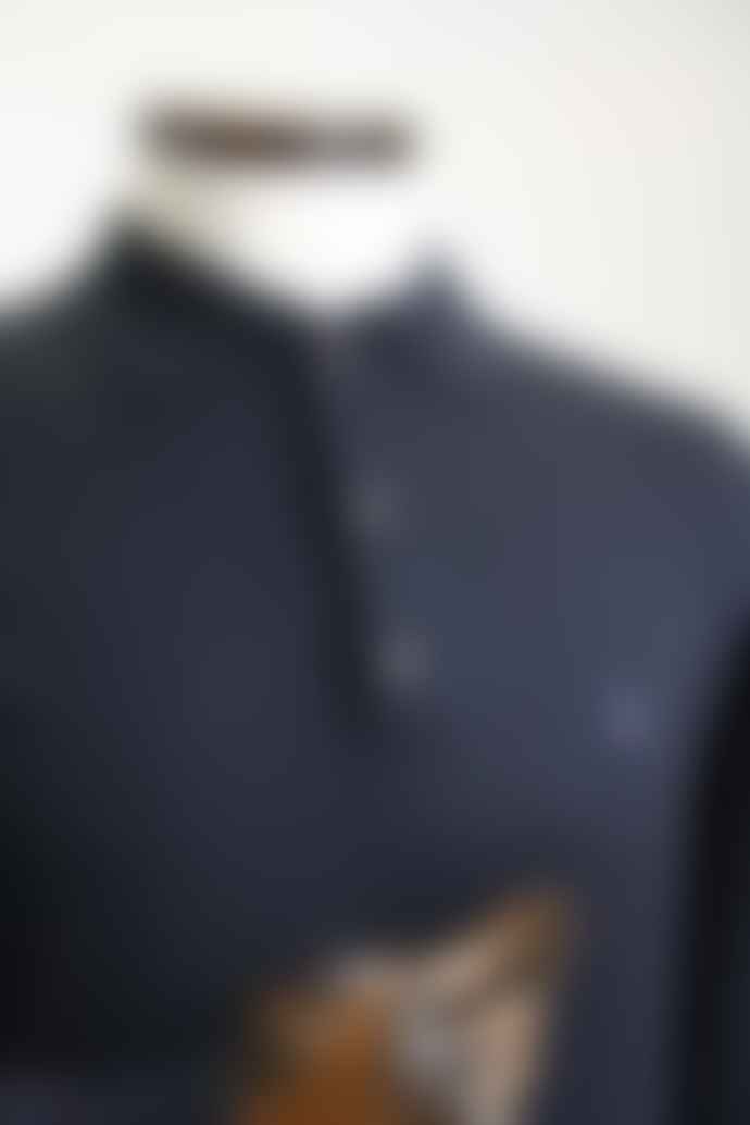 Gabicci Vintage Navy Francesco Long Sleeved Knitted Polo Shirt