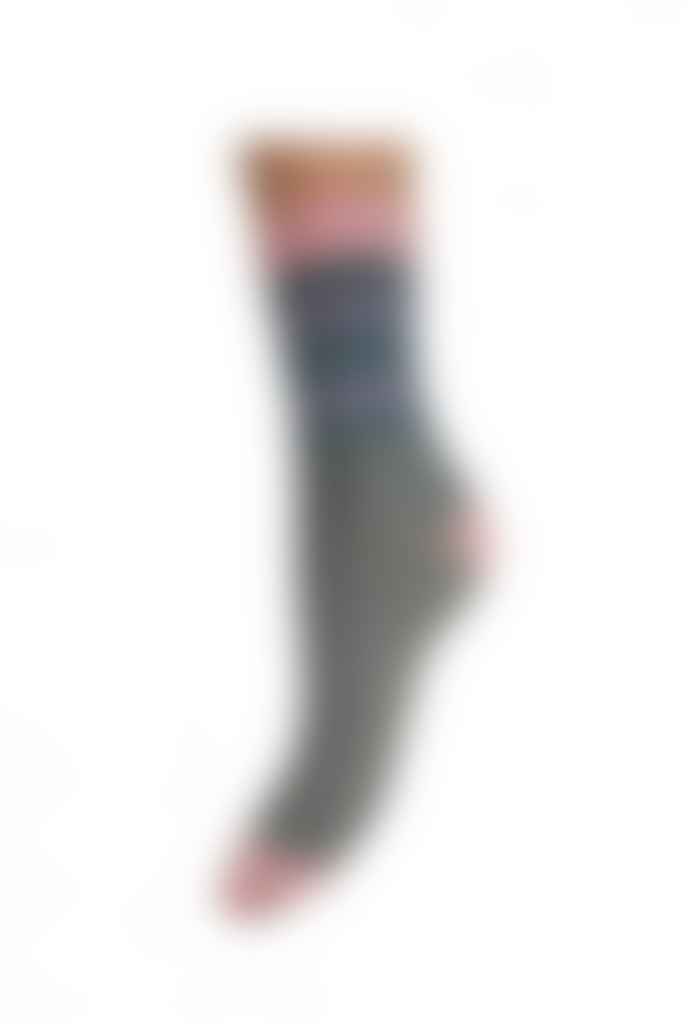 Joya Grey With Pink And Blue Stripe Socks