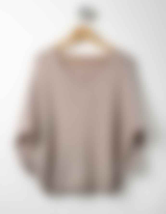 The Forest & Co. Oatmeal Chunky V Neck Mohair Jumper