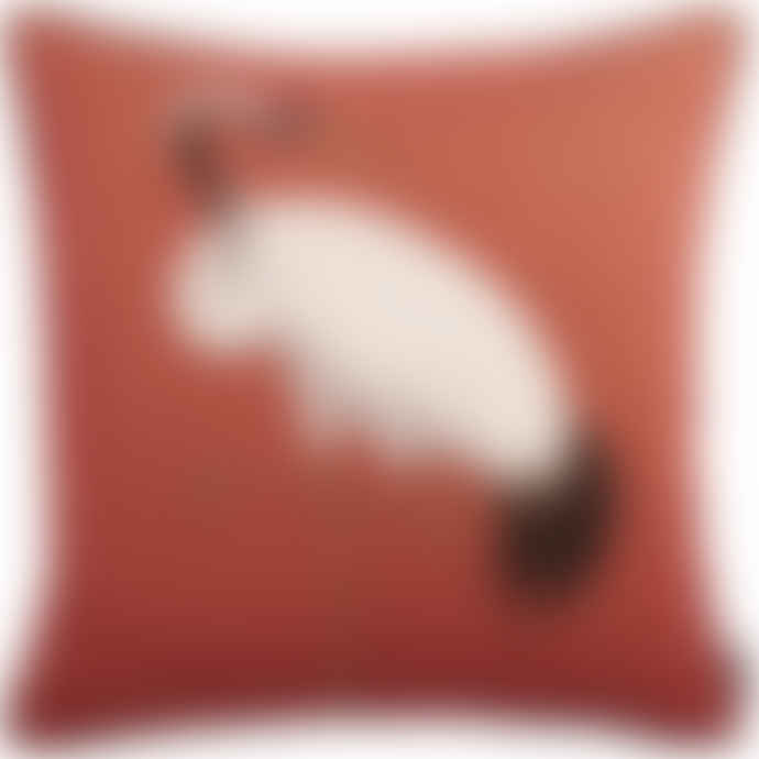 Art De Lys 50 x 50cm Orange One White Crane Tapestry Cushion Cover
