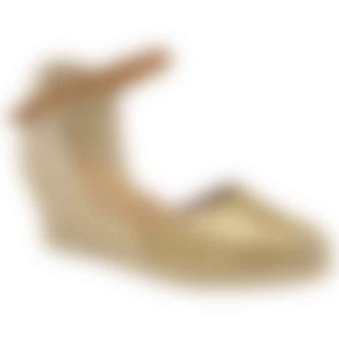 Luxury Bubble Gold Etna Metallic Leather Espadrille Wedge Sandals