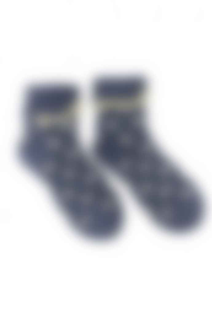 Joya Blue With Cream Snowflakes Bed Socks