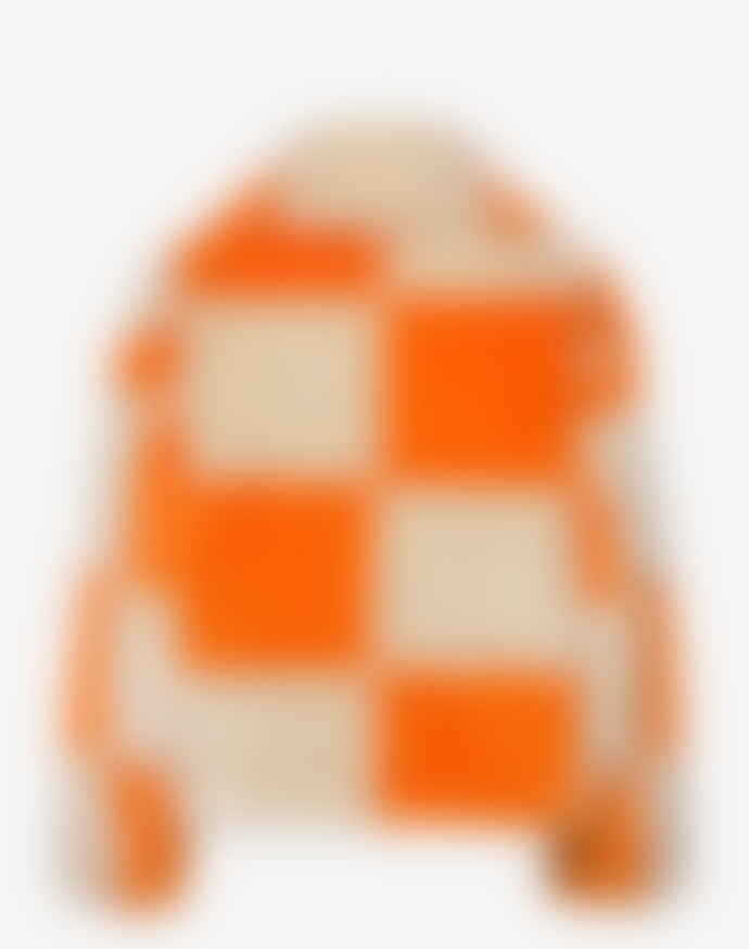 JAKKE Traci Orange Checkerboard Faux Fur Jacket