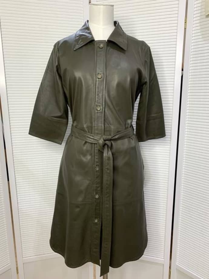 Trouva: Clare Leather Dress Dark Green