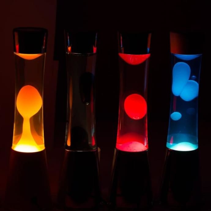 Trouva Lava Lamp Copper Base Transparent Liquid Black Lava