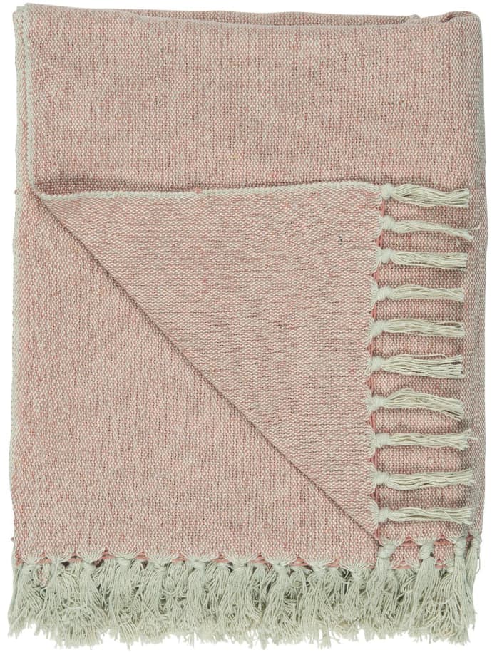 100 % Cotton Throw Cream With Pink Blanket by Ib Laursen 