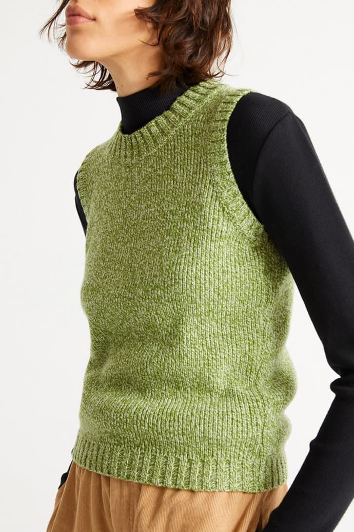 Thinking Mu Green Mut Knitted Vest Sweater