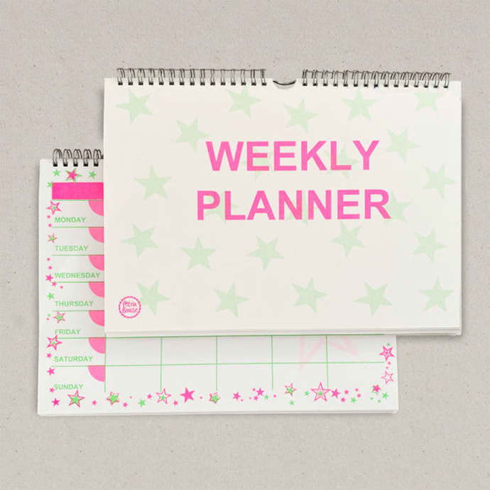 trouva.com | Weekly Planner - Pink & Green Star