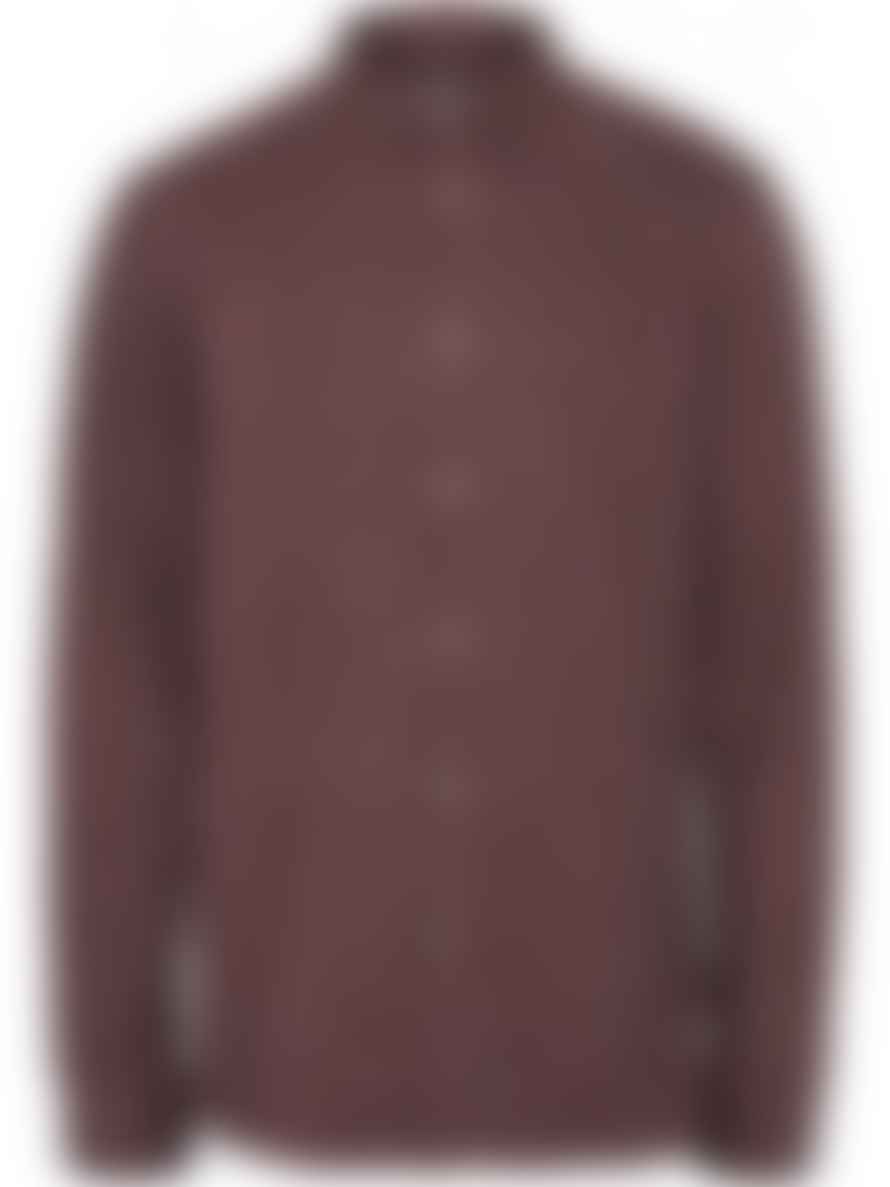 Knowledge Cotton Apparel  Larch Long-Sleeved Brushed Cotton Shirt Dark Red