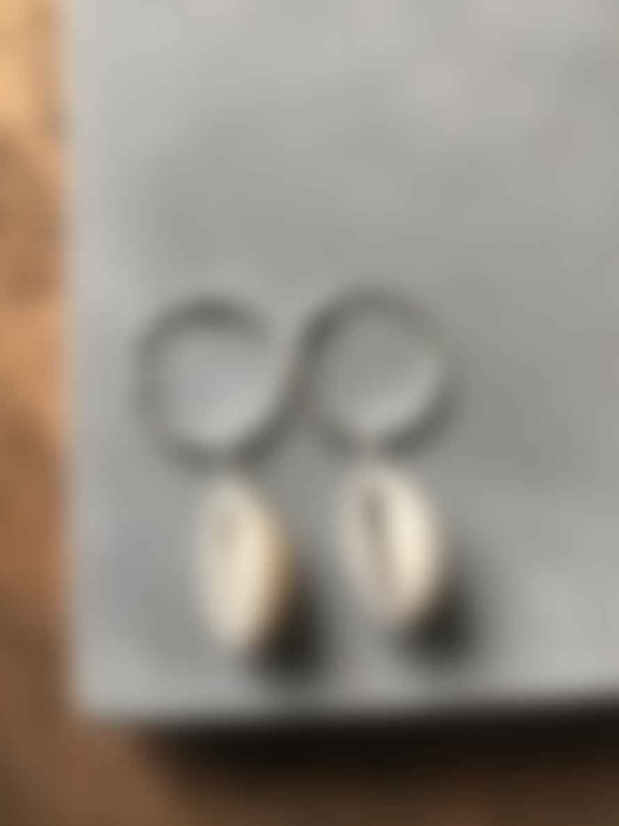 silver jewellery Cowrie Shell Small Hoop Earrings