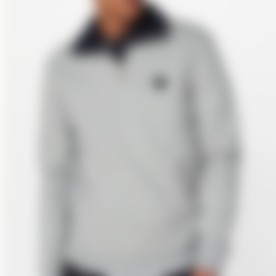 Les Deux Clinton Half Zip Sweatshirt - Light Grey Melange/Black 