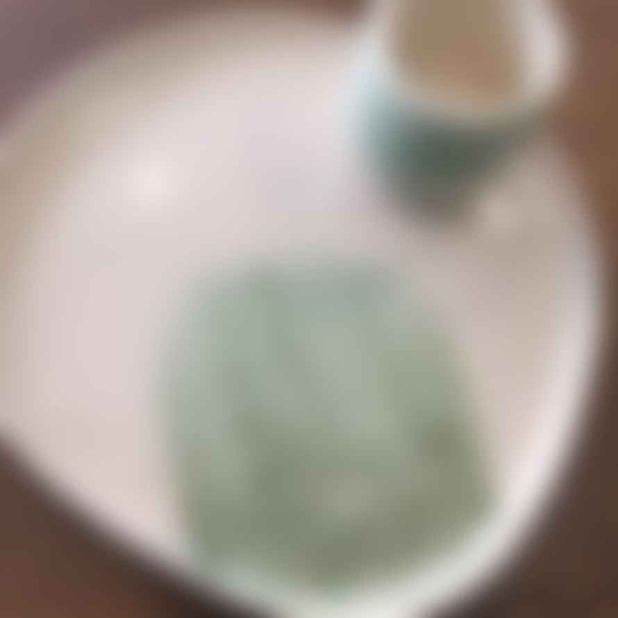 Manu Souza Small Ceramic Plate - Green Brush Stroke
