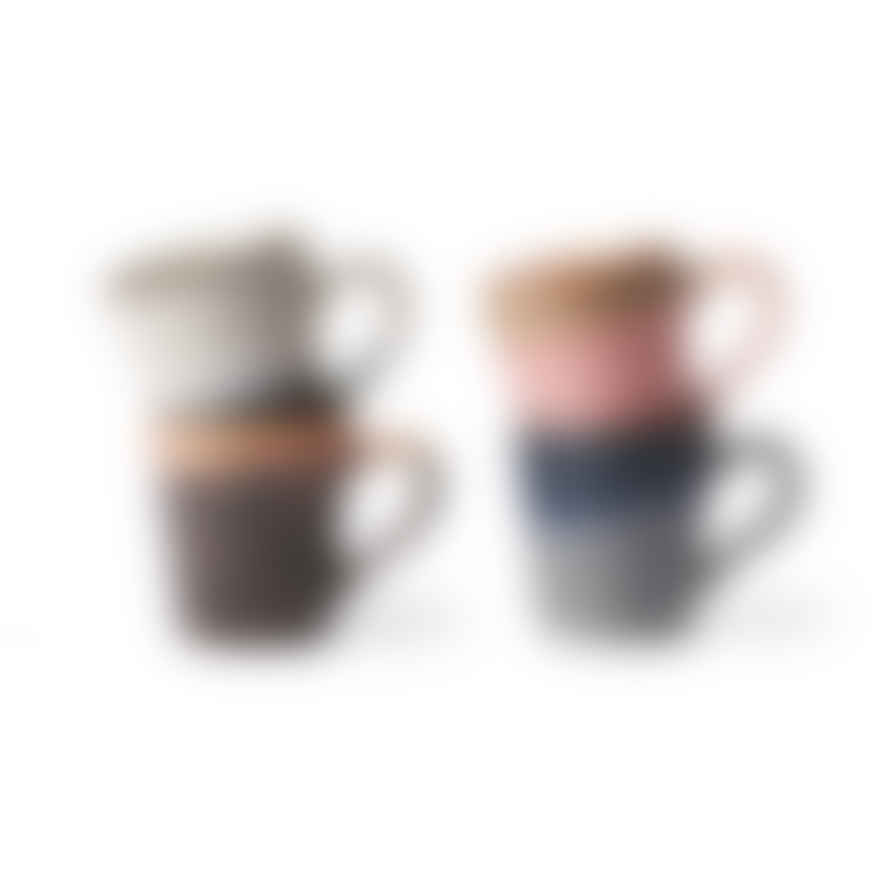 HKliving Ceramic 70's Espresso Mugs Set of 4