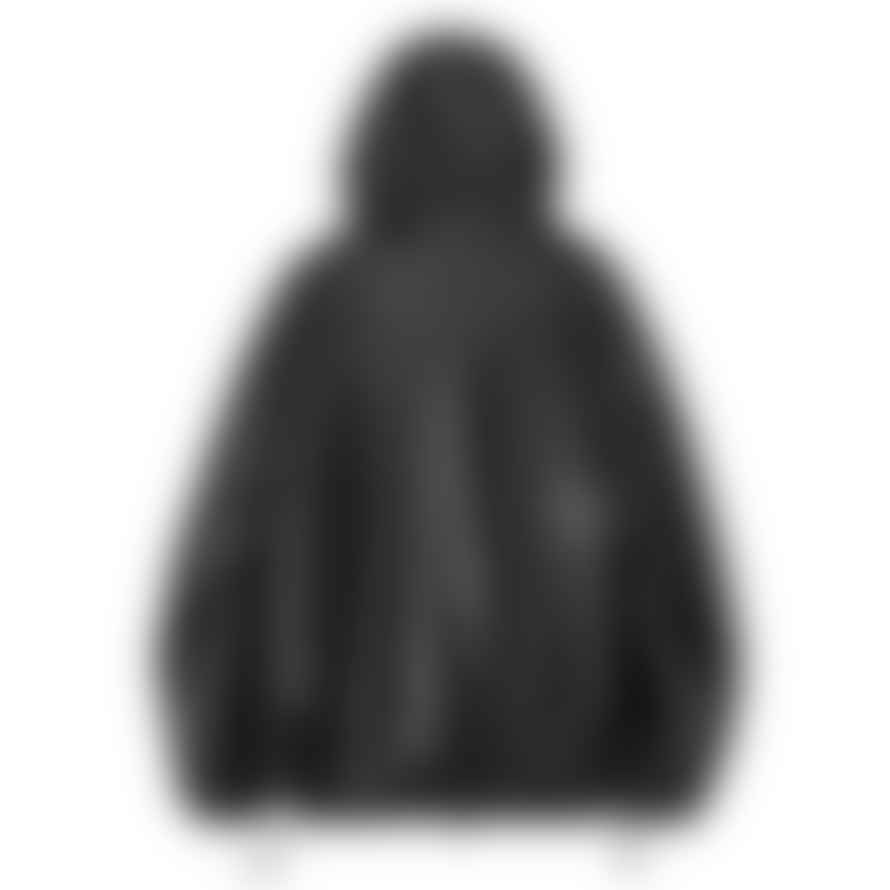 Partimento Vegan Leather Hood Half Jacket in Black