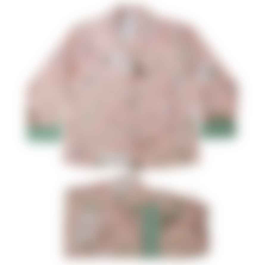 Powell Craft Ladies Peach Blossom and Bird Print Cotton Pyjamas
