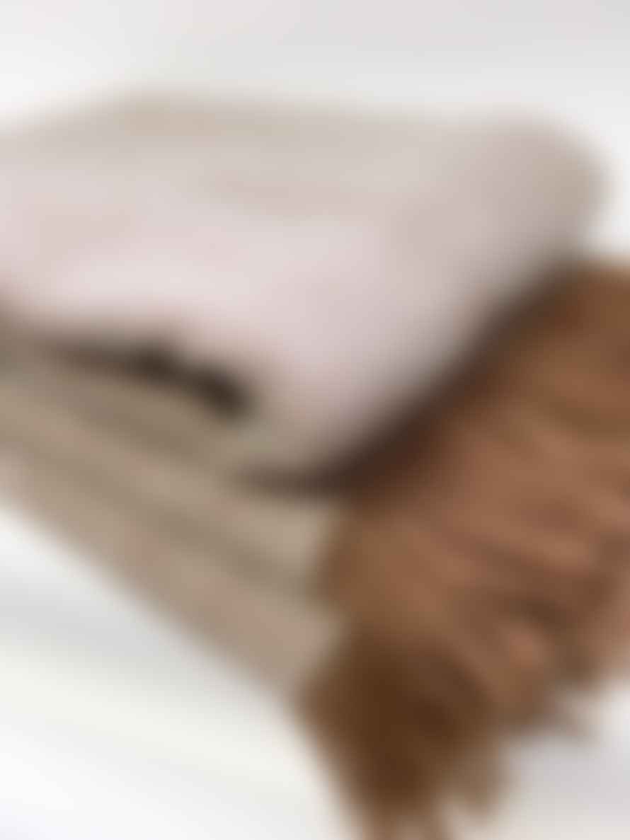 D&T Design Blanket Wool Herringbone Beige/Brown Fb 928