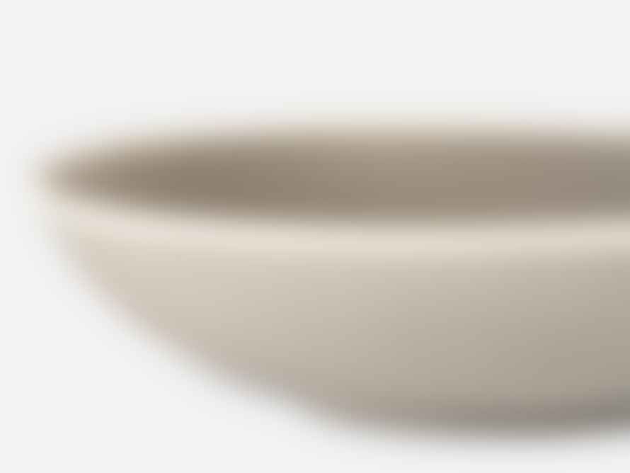Folkdays Flat Ceramic Bowl With White Rim Grey Big