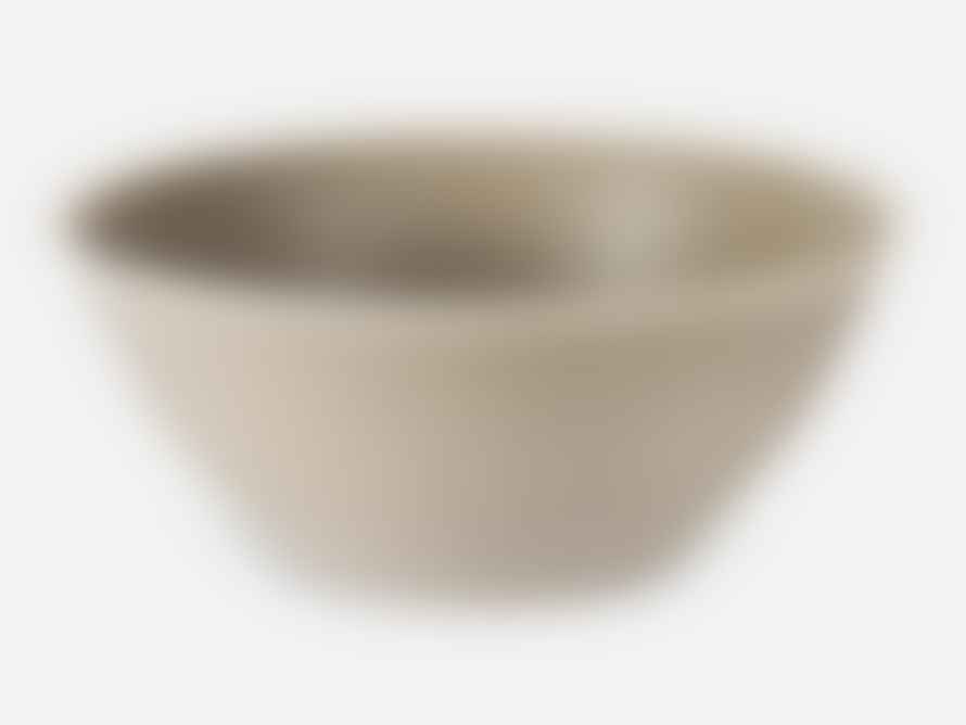 Folkdays Salad Ceramic Bowl With White Rim Grey