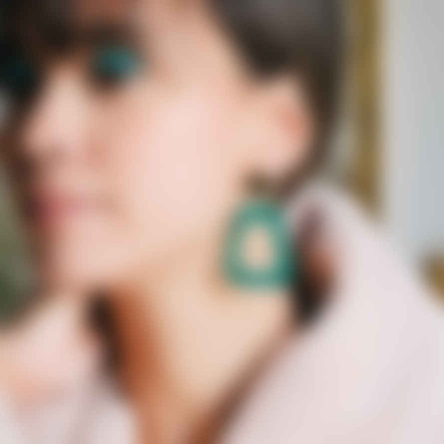 sept cinq Green Ancre Earrings 
