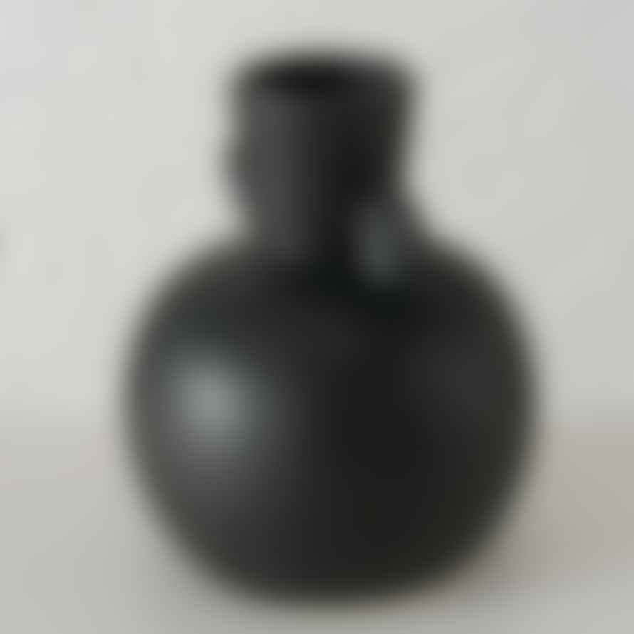 &Quirky Roudet Black Round Vase : Closed Handle or Open Handle