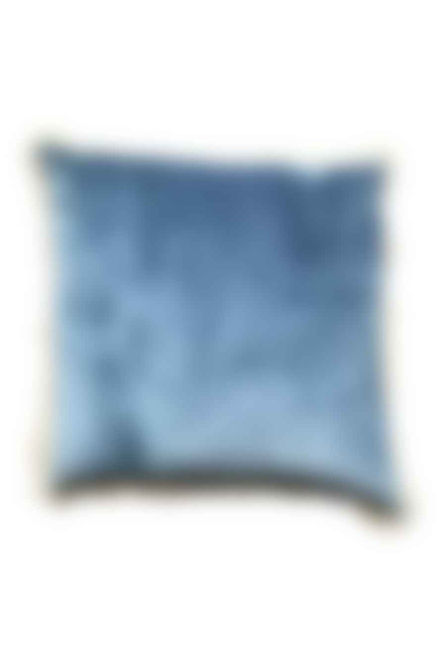 Maitri Stonewashed Velvet Cushion Cover Blue 60 X 60