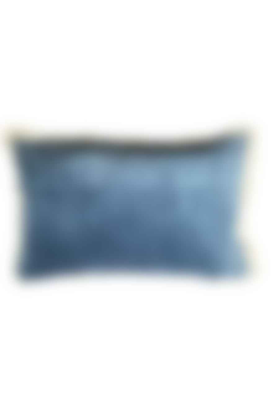 Maitri Stonewashed Velvet Cushion Blue 30 X 50