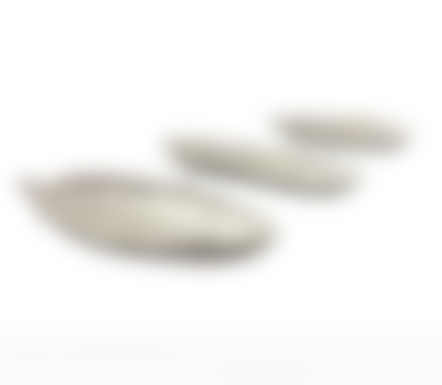 Hubsch Tray, Feather, Ceramics, White, Set of 3