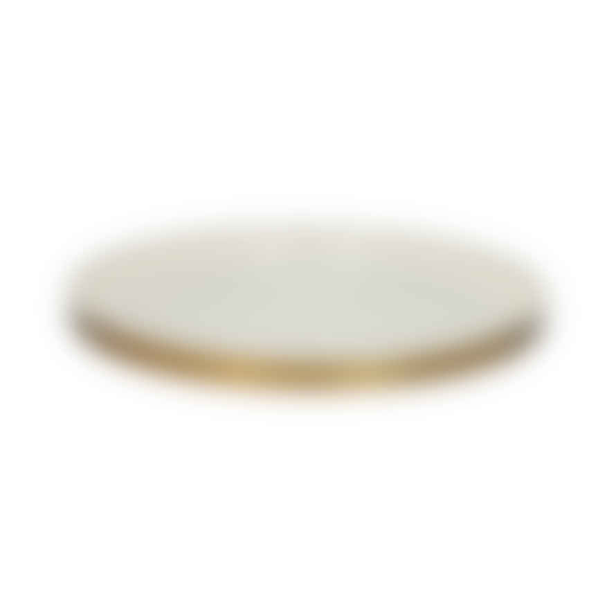 Pomax Coffee table Medium: Gold metal table legs, medium, L 57 x W 57 x H 48 cm and Off-White round enamel tray, medium, Dia 55 x H 2 cm