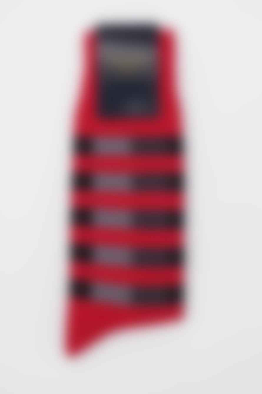 Peper Harow Quad Stripe Socks In Red