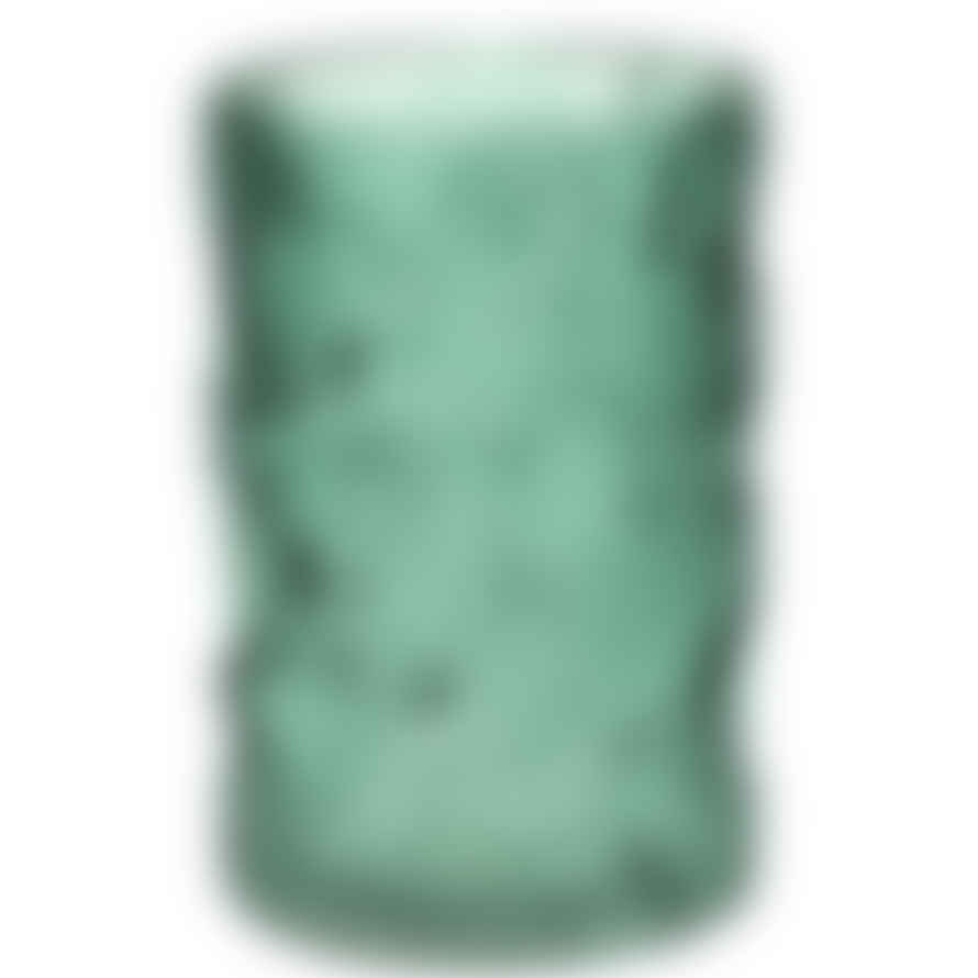 Cylinder Vase with Ginko Leaf Design in Green and Light Grey