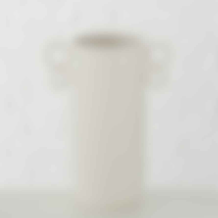 &Quirky Shonda White Ceramic Vase With Handles Funnel Neck or Open Neck