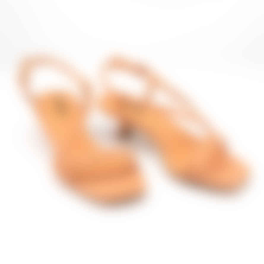 lola cruz Pale Orange Winda Kitten Heel Sandals