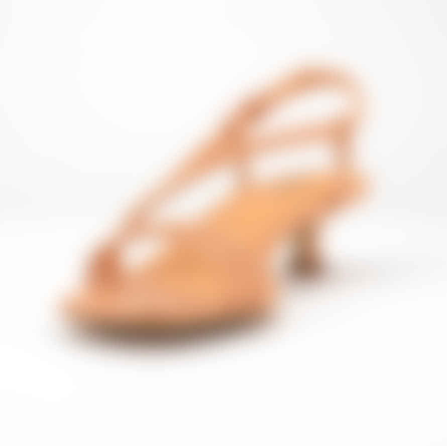 lola cruz Pale Orange Winda Kitten Heel Sandals