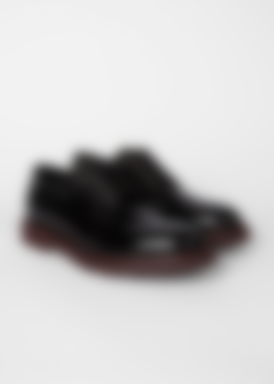 Paul Smith Black Leather 'Mac' Derby Shoes With Bordeaux Soles