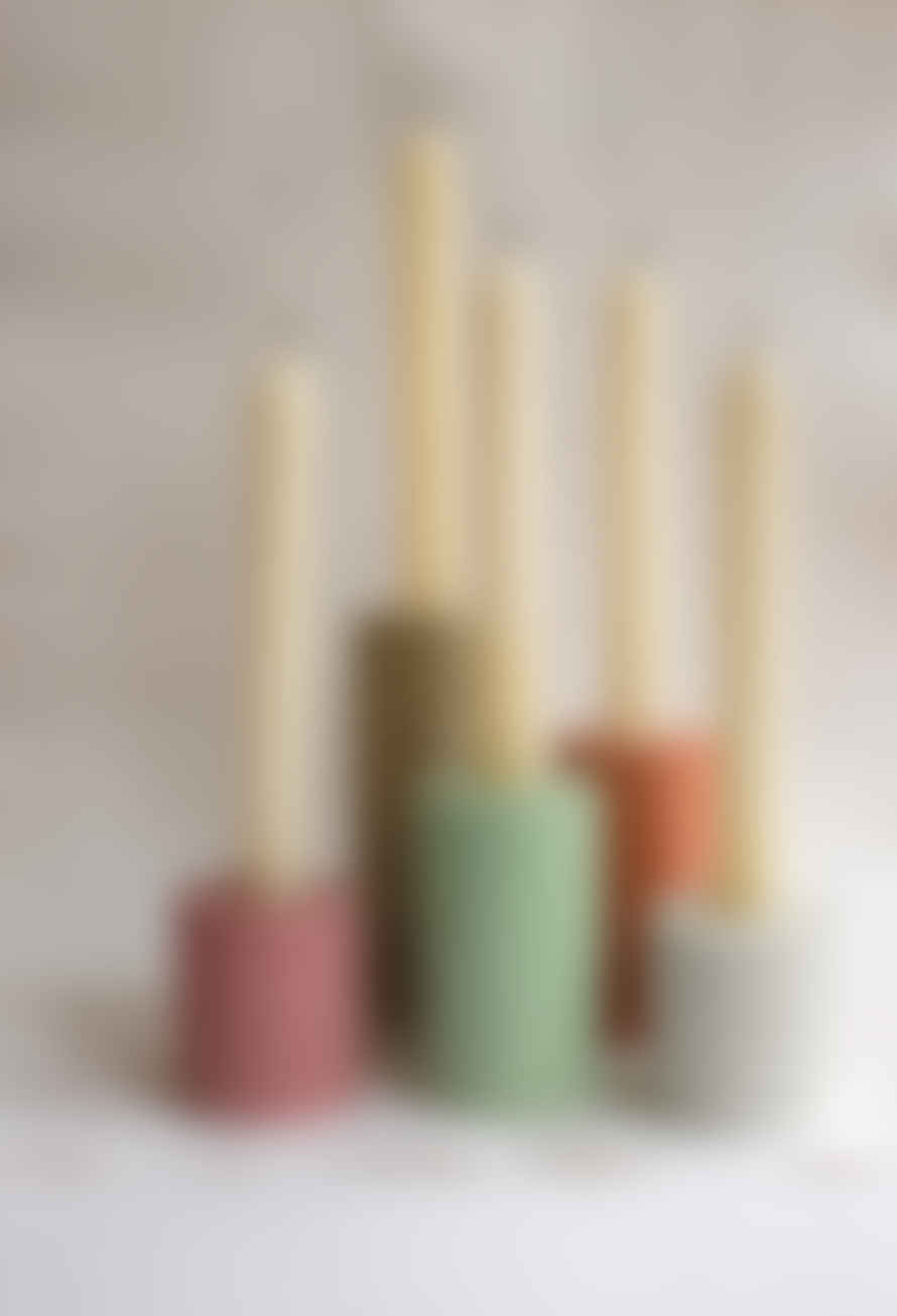 Squid Ink Studio Set of 5 Mixed Rainbow Column Concrete Candle Stick Holders