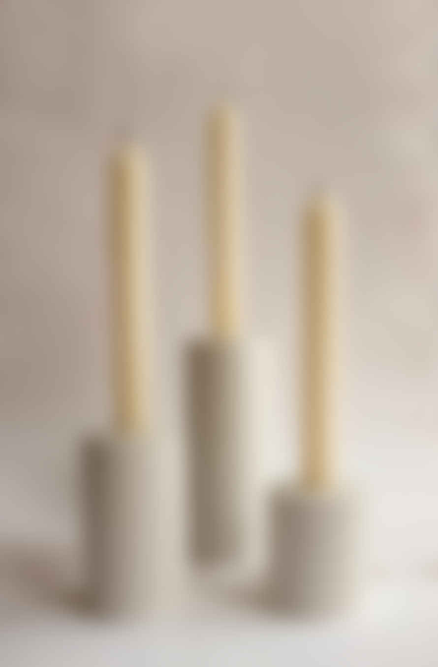 Squid Ink Studio Set of 3 White Column Concrete Candle Stick Holders