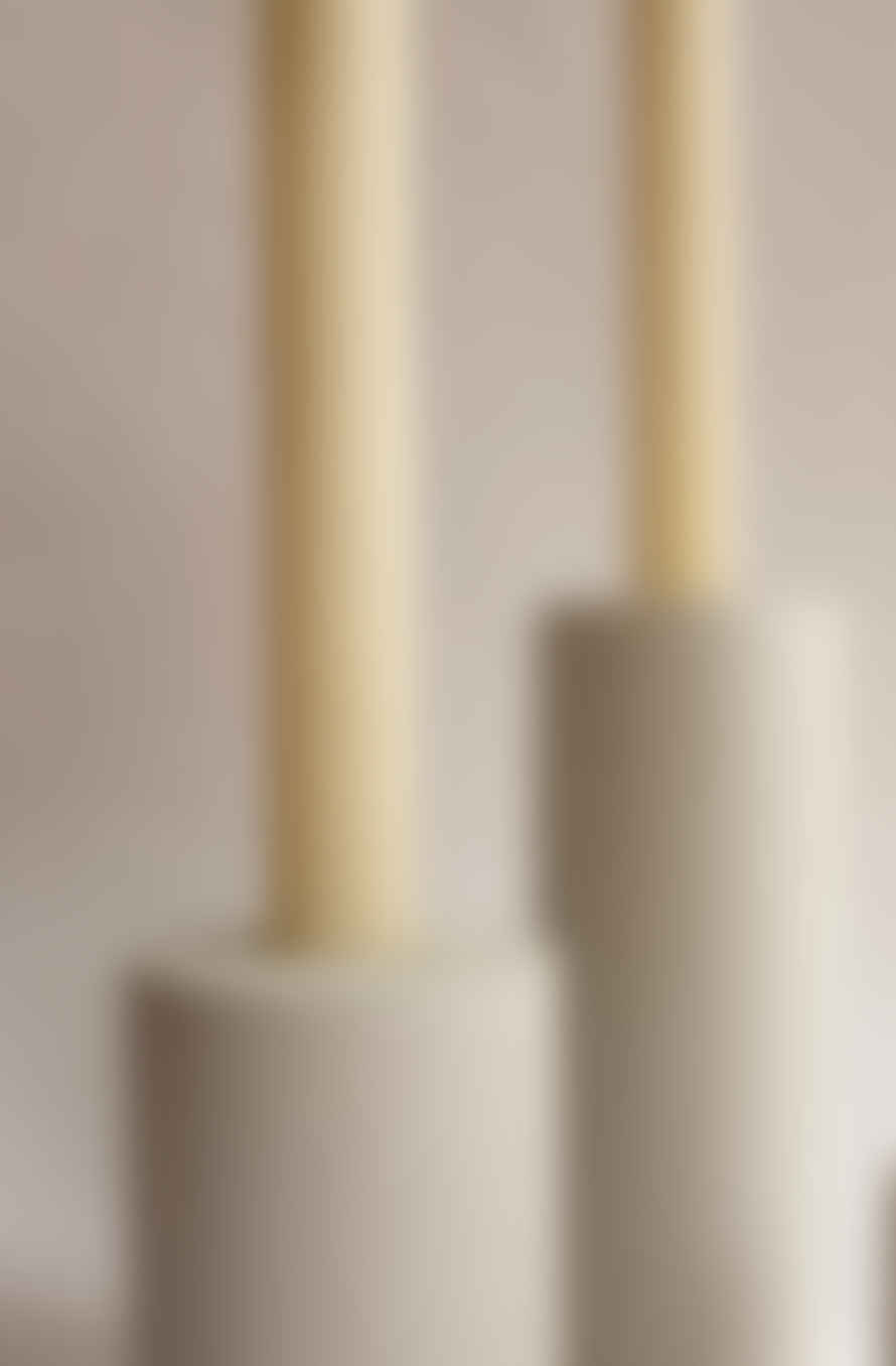 Squid Ink Studio Set of 3 White Column Concrete Candle Stick Holders
