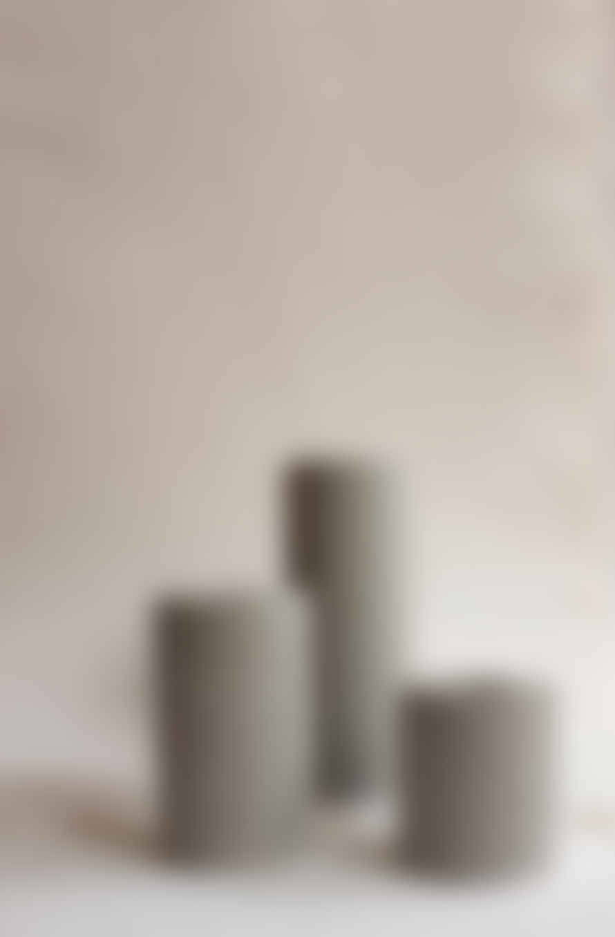 Squid Ink Studio Set of 7 Grey Column Concrete Candle Stick Holders