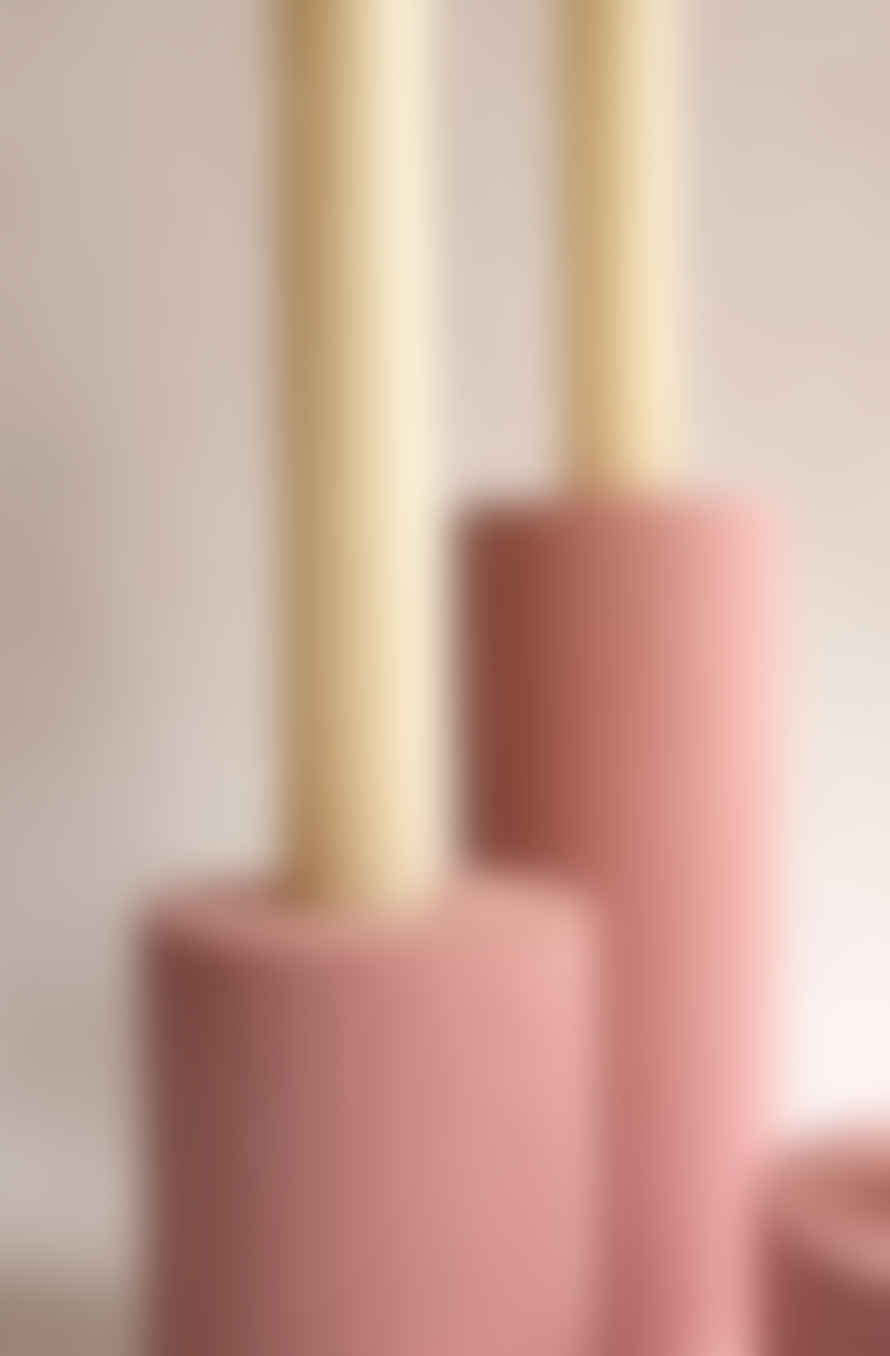Squid Ink Studio Set of 3 Pink Column Concrete Candle Stick Holders