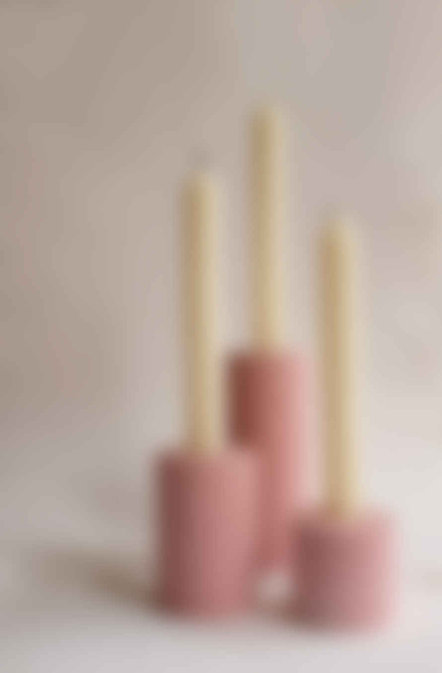 Squid Ink Studio Set of 5 Pink Column Concrete Candle Stick Holders