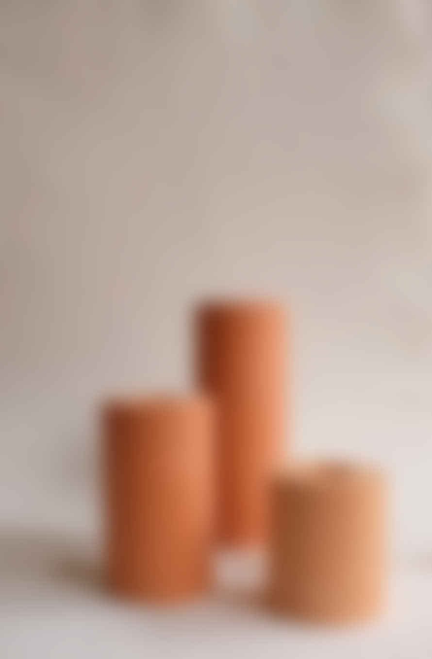 Squid Ink Studio Set of 7 Rust Column Concrete Candle Stick Holders