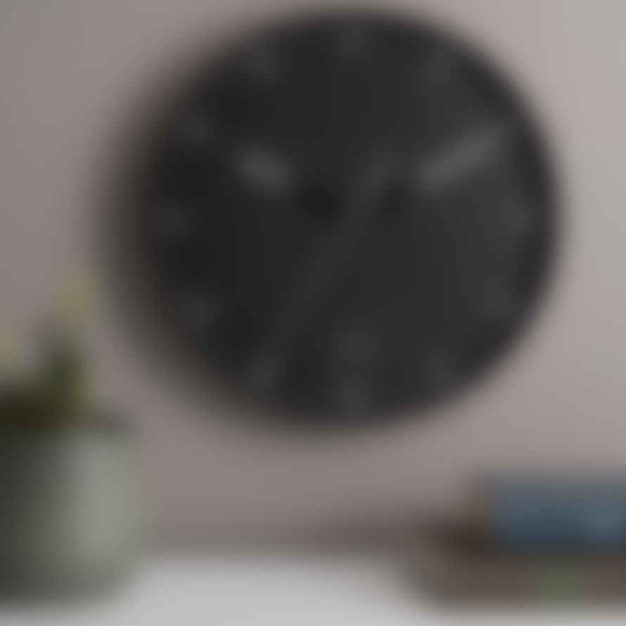 Present Time Dipped Black And White Wall Clock