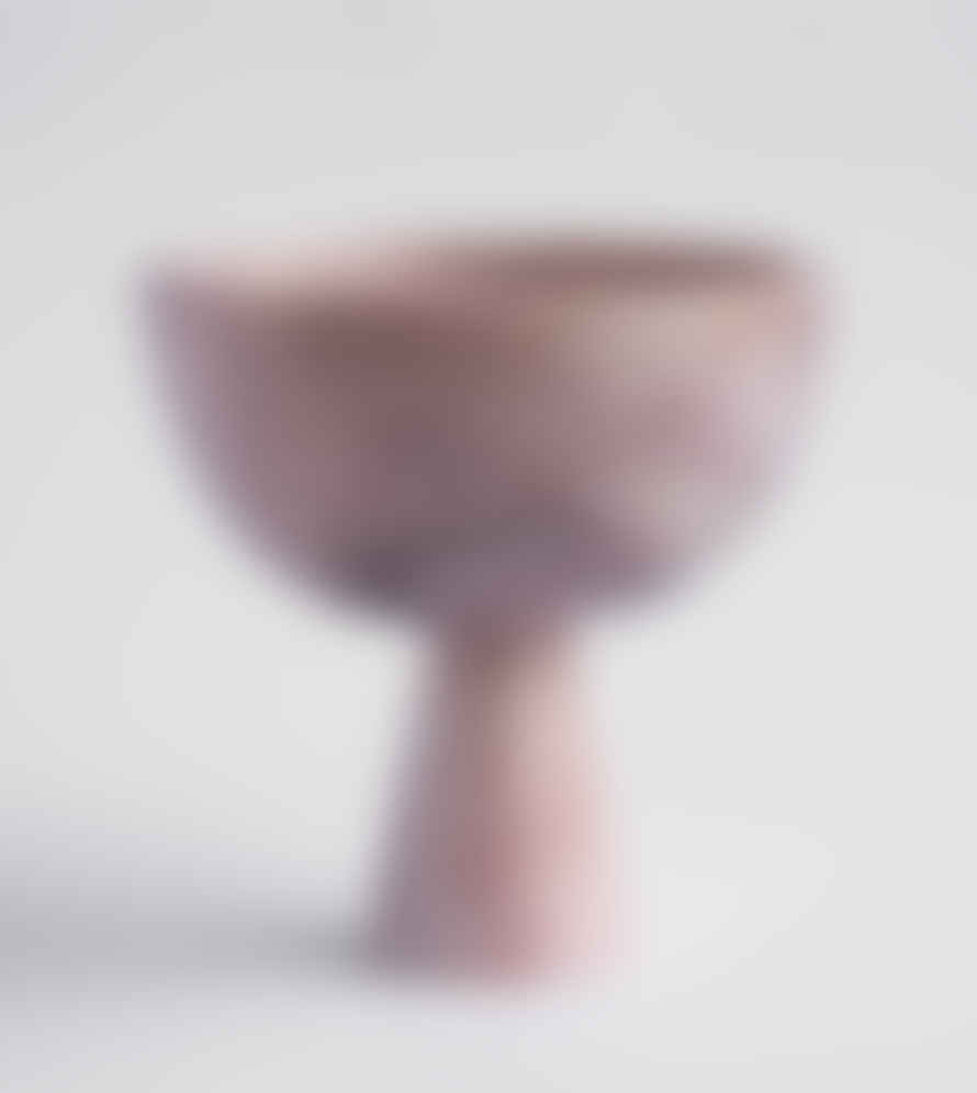 Kiwano Concept Large Pink Marble Pedestal Bowl