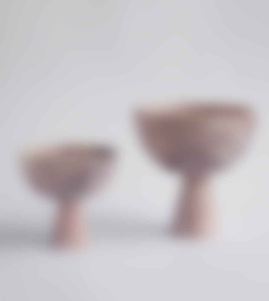 Kiwano Concept Medium Pink Marble Pedestal Bowl
