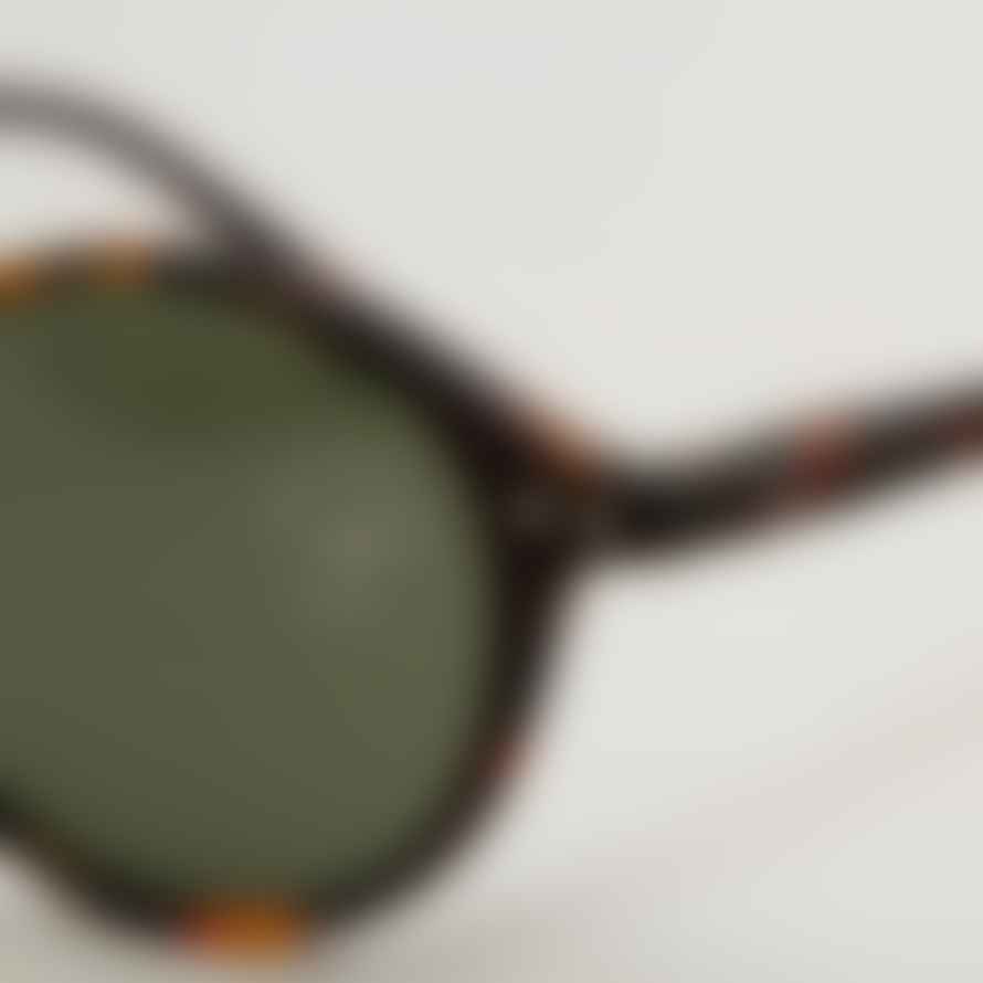IZIPIZI #D The Iconic Round Style Sunglasses with Green Lenses in Tortoise Brown 