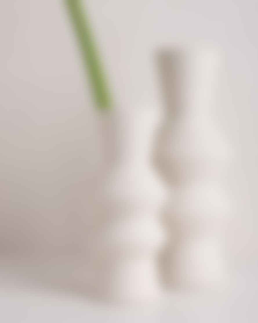 HK Living Medium White Angular Speckled Clay Vase