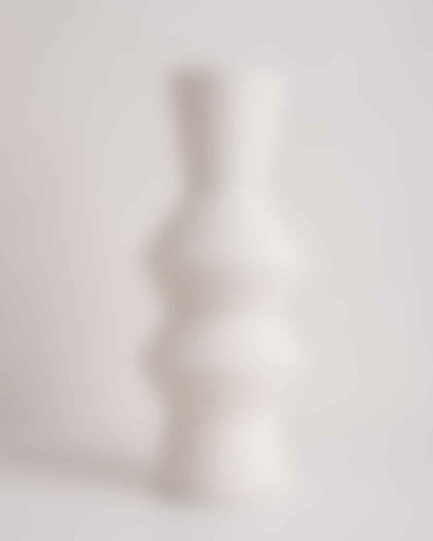 HKliving Large White Angular Speckled Clay Vase