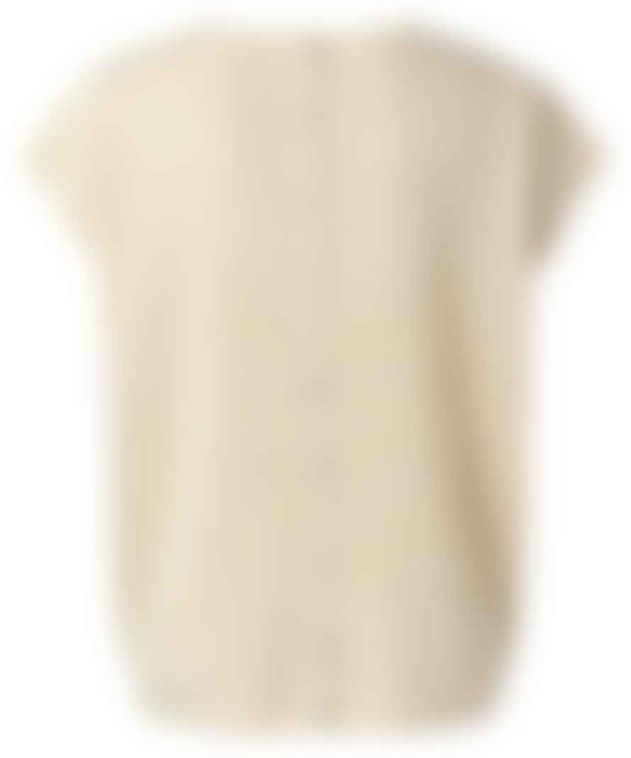 Yaya Egg Shell V-Neck Sweater W Button Detail 