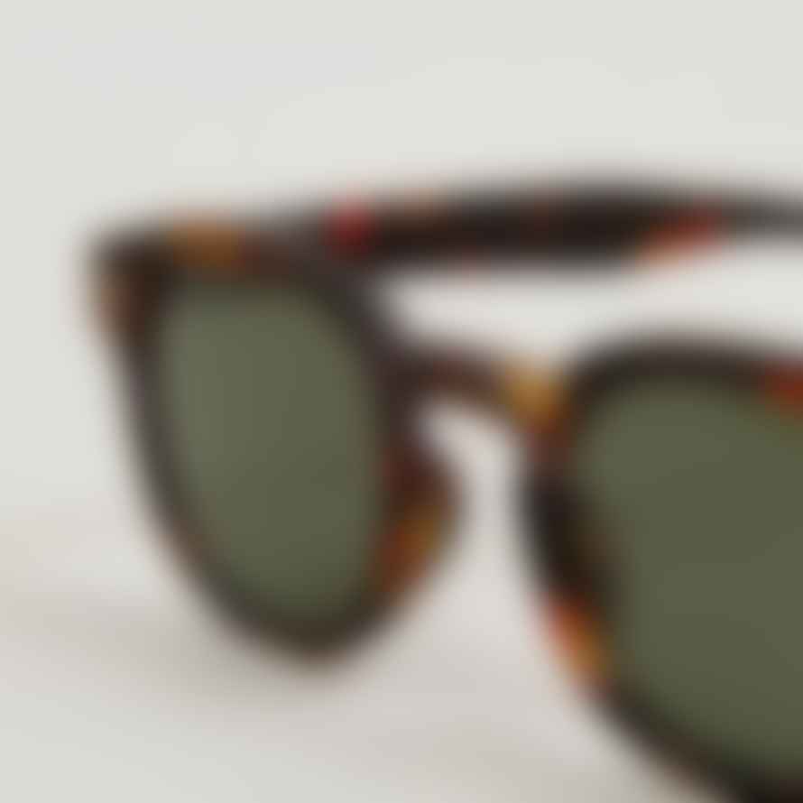 IZIPIZI #C The Retro Square Style Sunglasses with Green Lenses in Tortoise Brown